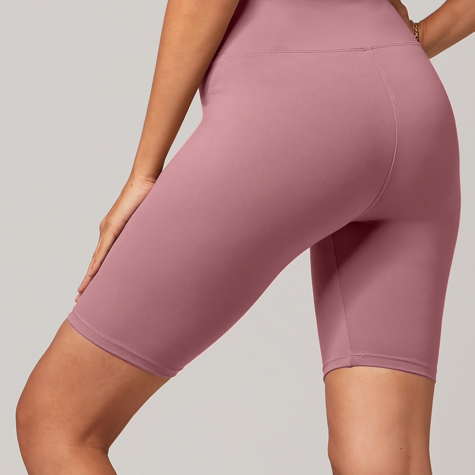 Plus Size High-Waisted Cycling Shorts Butt-Lifting Purple Elastic Fitness