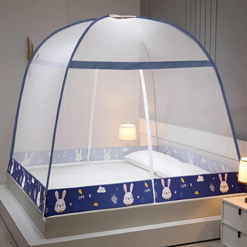 Pop-Up Mosquito Net for Bed with Full Coverage Easy Setup Durable Cartoon Design