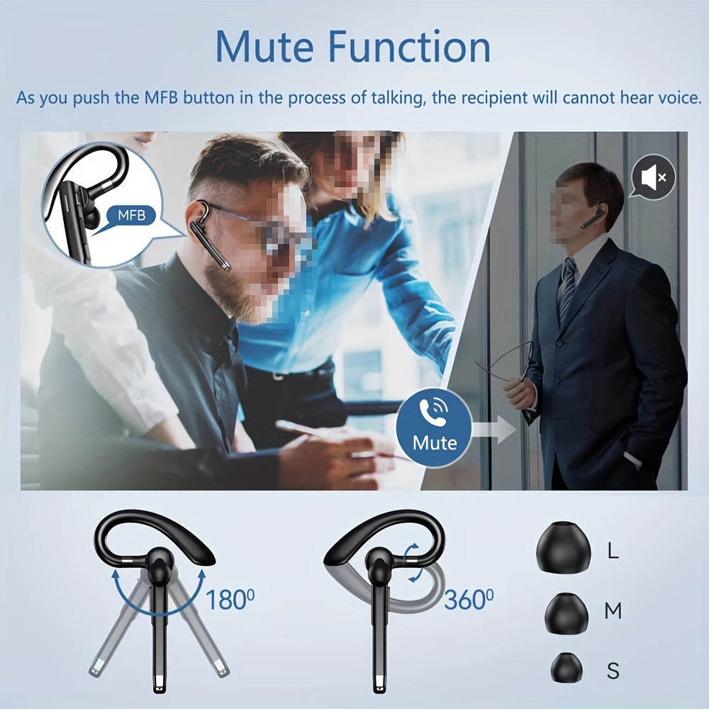 Wireless Headphones Stereo Hands-Free Microphone for Driving Office Use Compatible with iOS Android