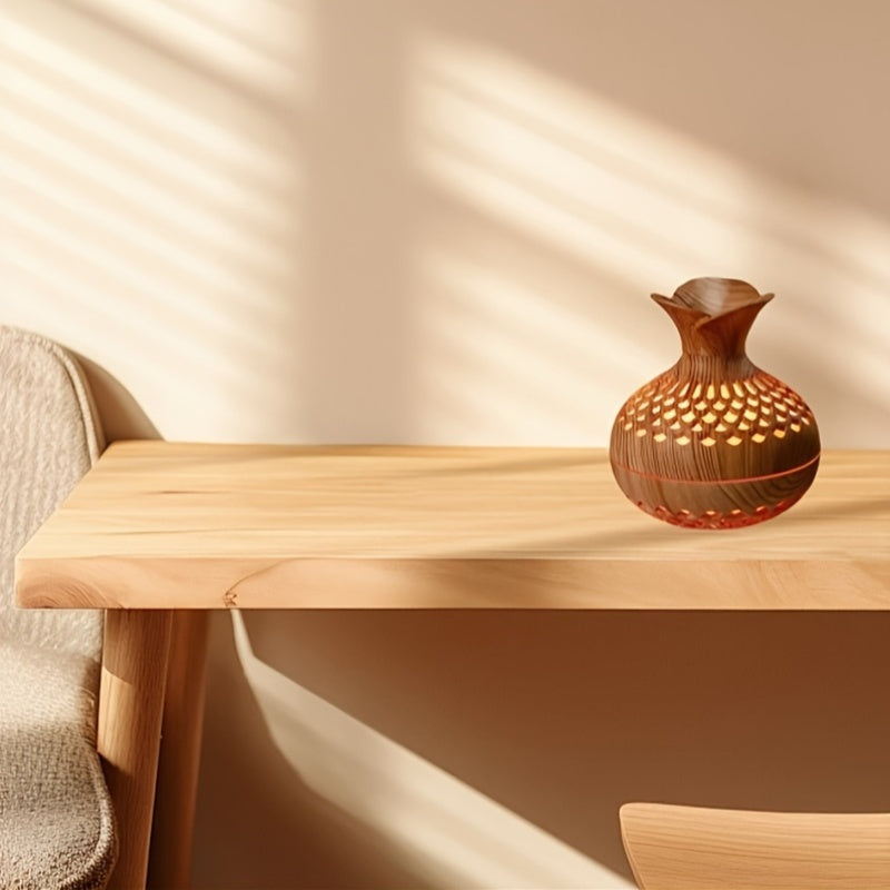 Wood Grain USB Humidifier with Silent Operation and Fragrance Diffuser for Living Room Decor