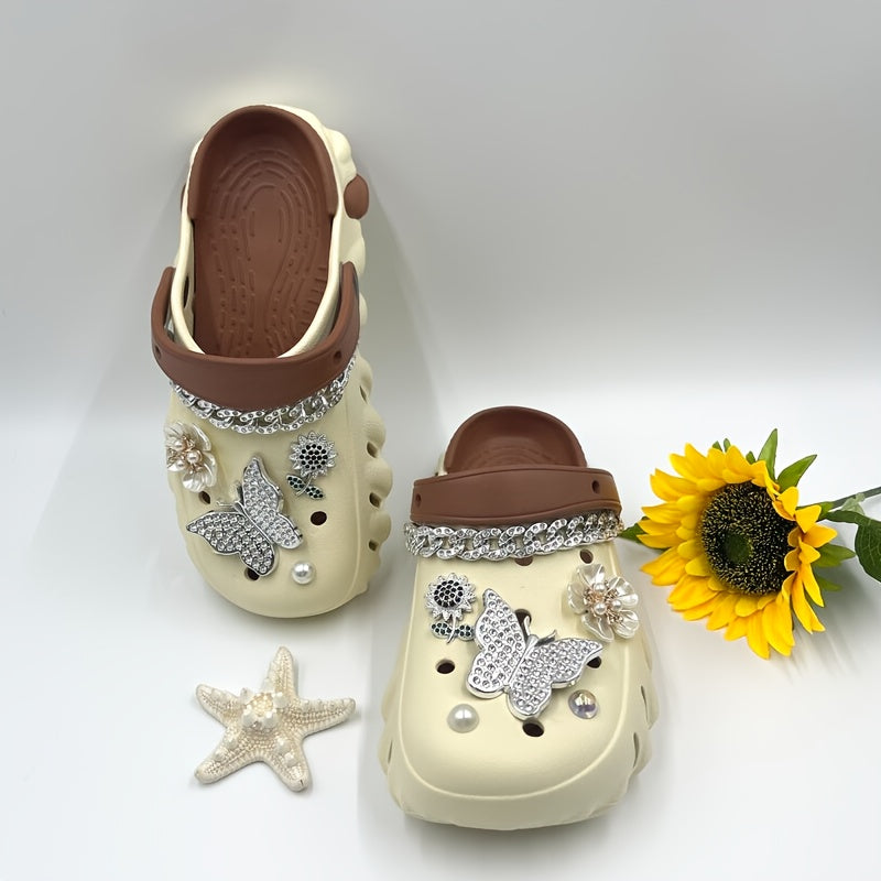 Women's Breathable EVA Sandals with Butterfly Chain Detail, Adjustable Straps