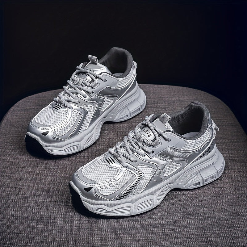 Women's Sneakers Fall 2024 Mesh Fabric Thick Sole Casual Running Breathable
