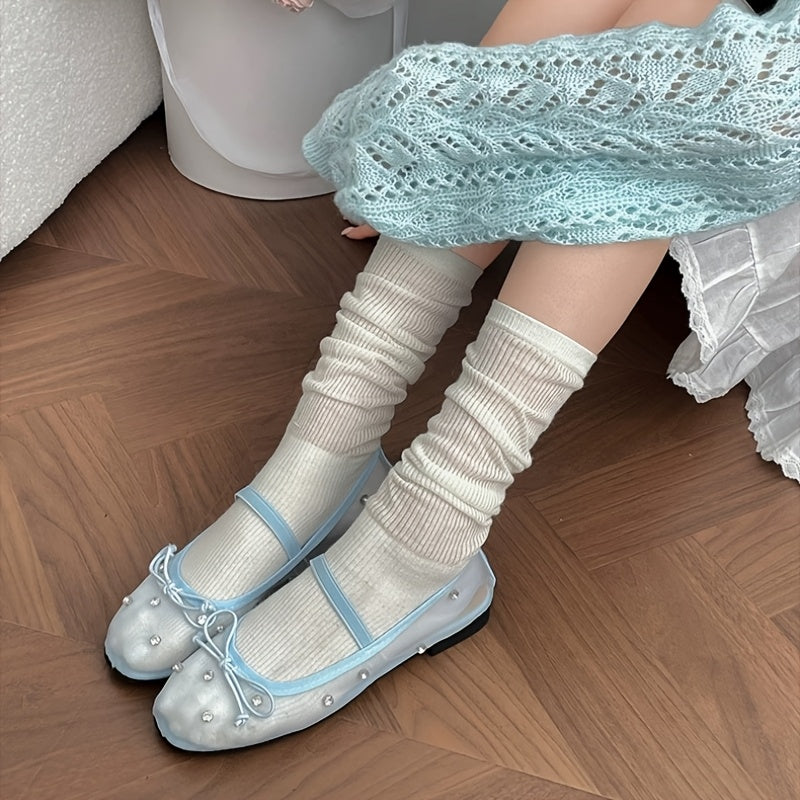 Women's Mesh Slip-On Flats with Ankle Strap Beige Comfortable All-Season