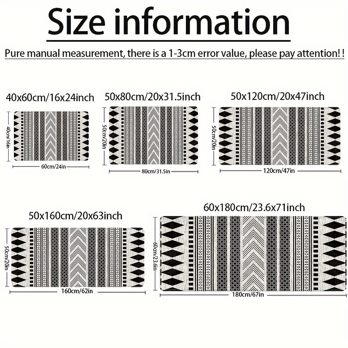 Non-Slip Moroccan Area Rug, Soft Braided Design, Machine Washable for Living Room and Kitchen