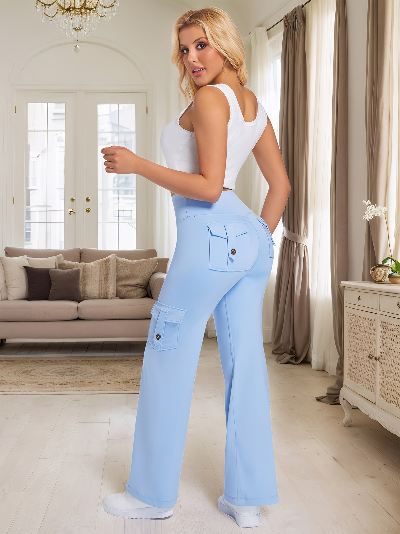 Plus Size Women's Wide-Leg High Waist Yoga Pants 3-Pack Breathable Workout