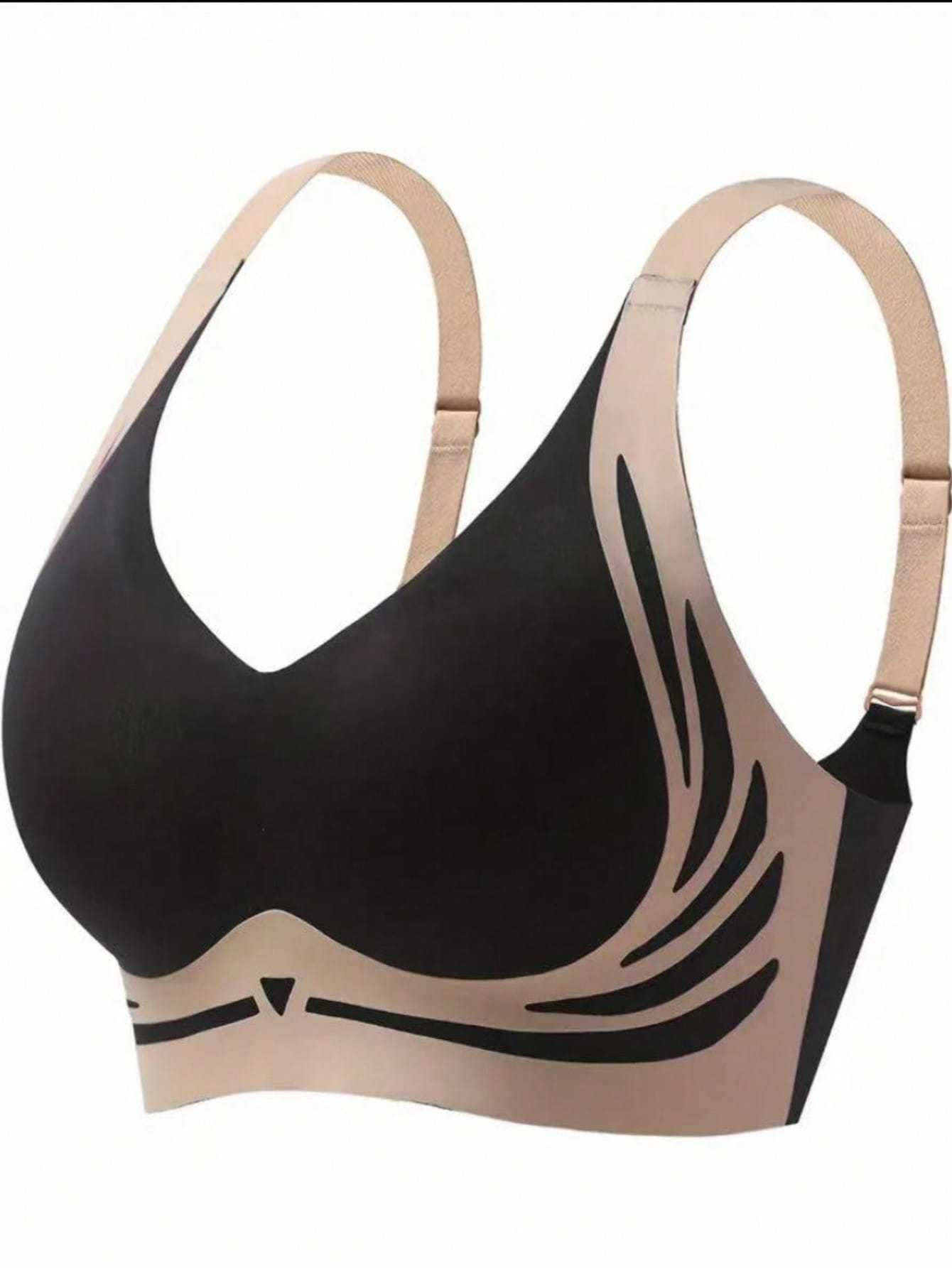 Women's Seamless Wireless Light Support V-Neck Bras 3-Pack Soft Padded Nylon