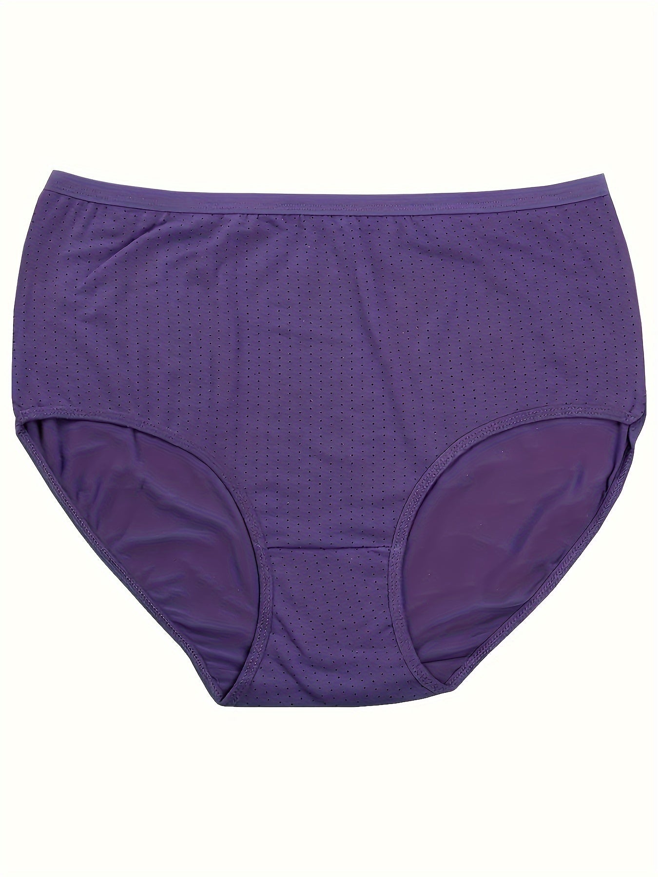 Plus Size Women's Mid-Waist Polka Dot Cotton Briefs Set of 5 Breathable Comfortable