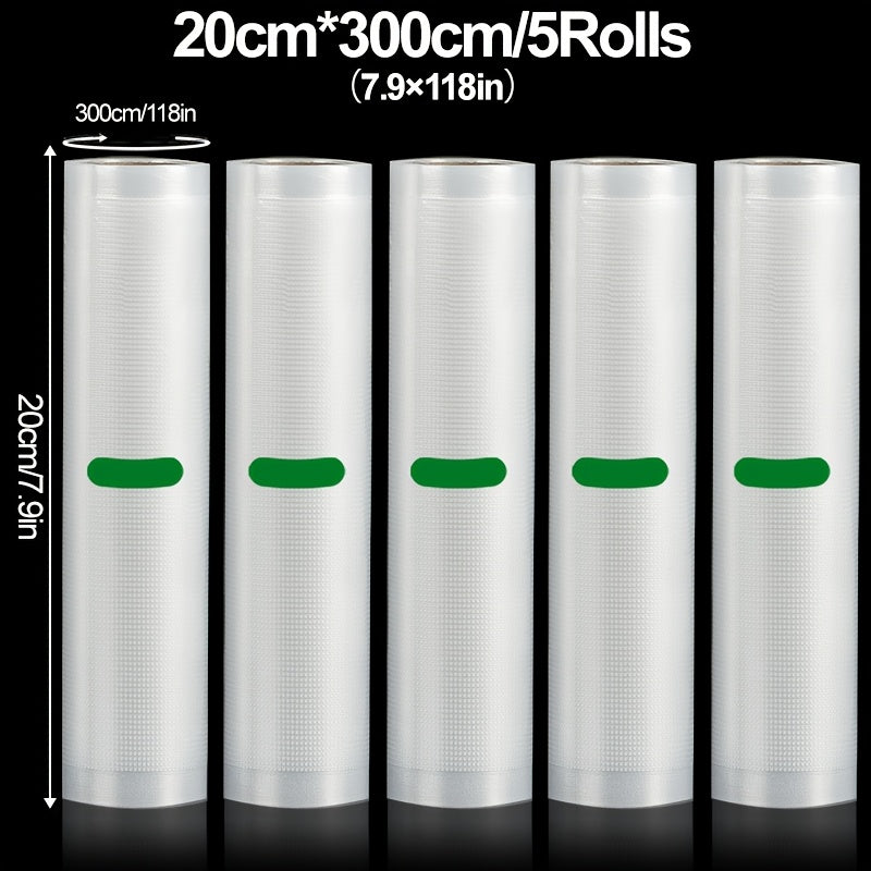 Vakuum Sealer Rolls - 5 dona, 3m uzunlik, ko‘p kenglik (28cm, 30cm, 33cm), mustahkam, yirtiqlarga chidamli dizayn, yangi saqlash va uzaytirilgan raf umr uchun, to'g'ridan-to'g'ri oziq-ovqat bilan xavfsiz, PE+PA