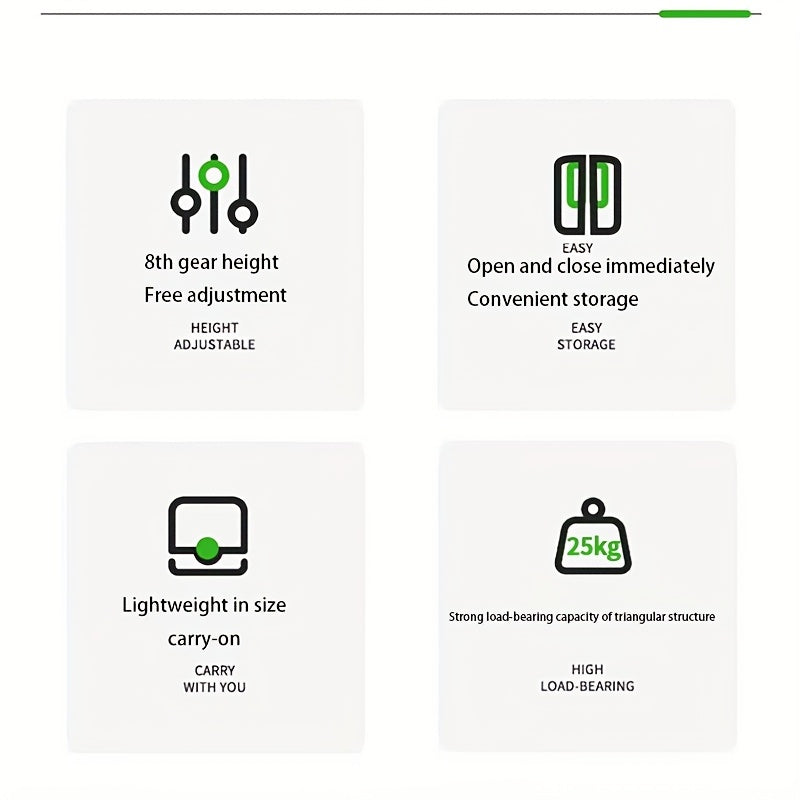 Soporte de enfriamiento para portátil, plegable, ajustable en altura, ligero, de plástico negro