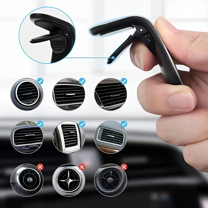 Magnetic Car Mount Aluminum Alloy L-Shape Vent Holder for Smartphone