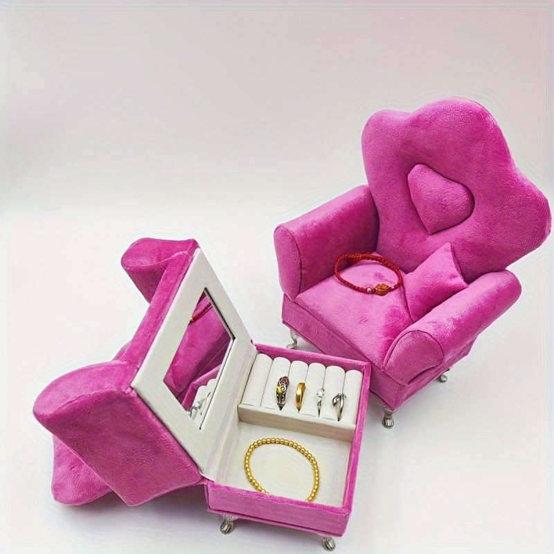 Mini Jewelry Box for Women Velvet Storage Organizer for Earrings Rings and Necklaces