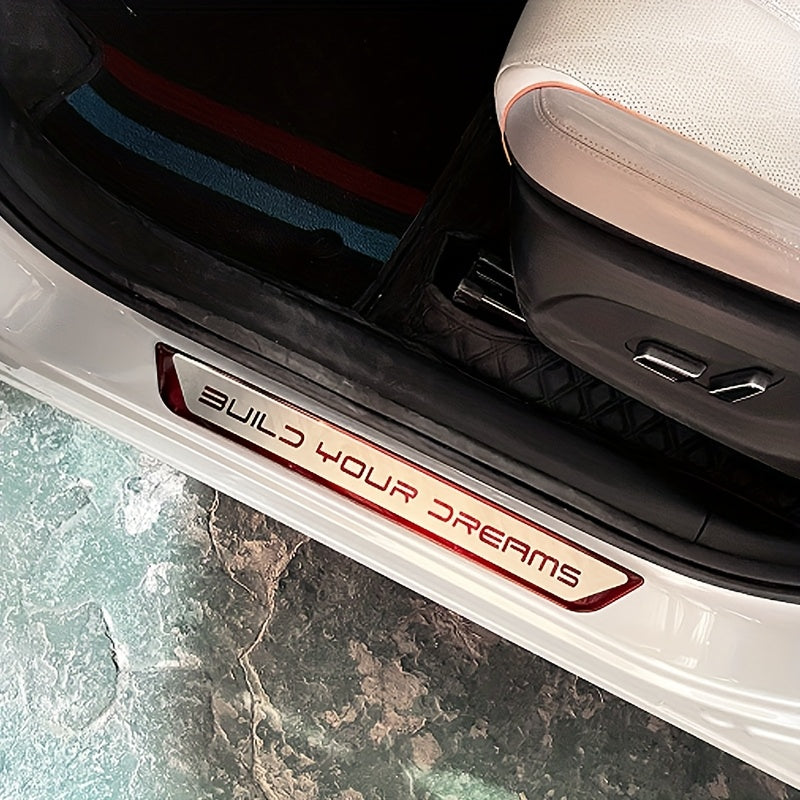 Car Exterior Door Sill Stainless Steel Welcome Pedal Anti-Scratch Carbon Fiber 4pcs