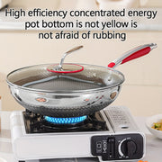 Wok de acero inoxidable 304 1 pieza, antiadherente, de gran capacidad, apto para lavavajillas