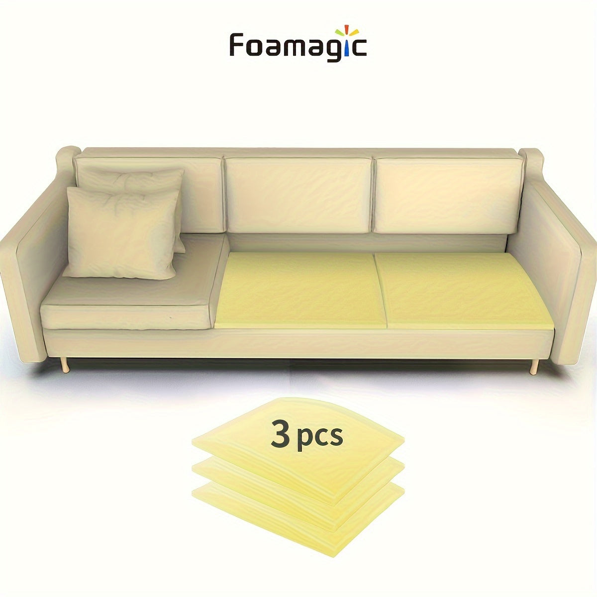 Foam Cushion Set 3 Pieces 50.8cm Support for Couch Chair Loveseat