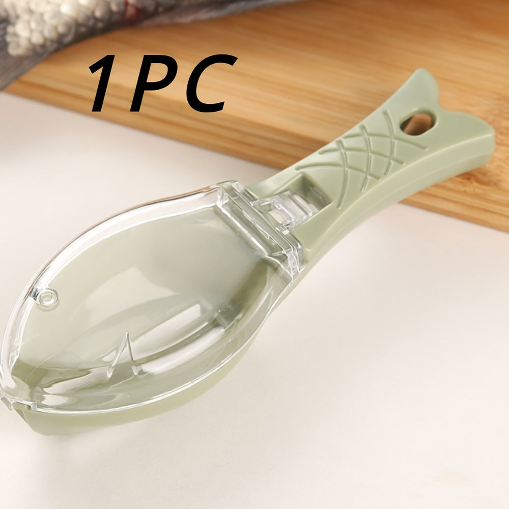 Многофункциональный инструмент для удаления чешуи рыбы с эргономичным дизайном и коробкой для хранения. Легкий в использовании и чистке, идеален для готовки, кемпинга и обедов. Обязательный кухонный инструмент для подготовки рыбы.