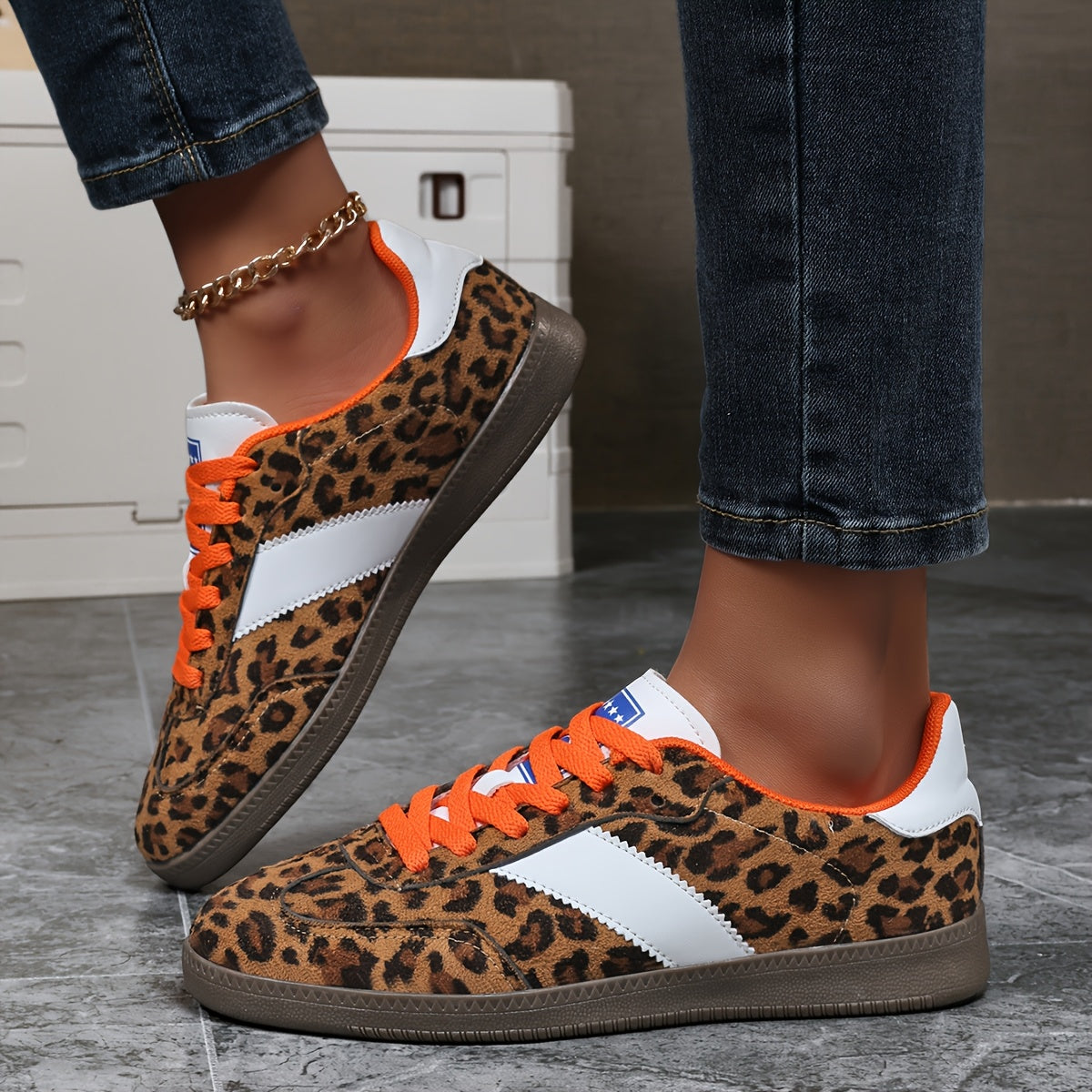 Women's Leopard Print Canvas High Top Sneakers with Rubber Sole