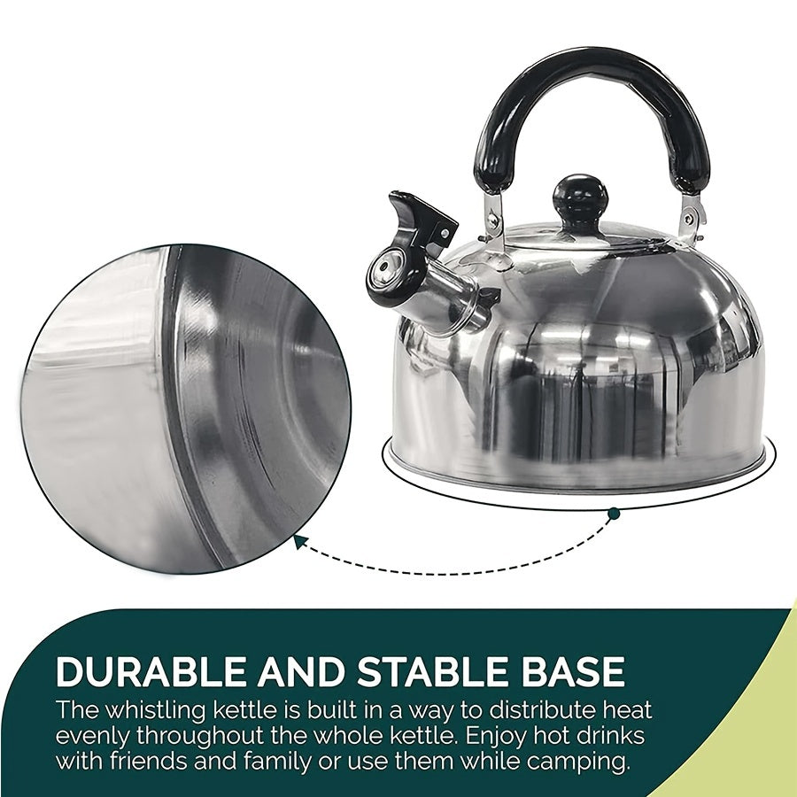 Stainless Steel Whistling Kettle 2L Portable Camping Travel Outdoor Cooking