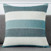 Set of 2 Teal Linen Pillowcases Farmhouse Striped Sofa Cushion Covers