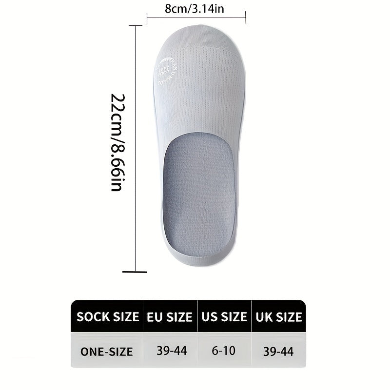 Men's Summer Breathable Mesh Boat Socks Pack of 5 Non-Slip Casual Sports Nylon Spandex