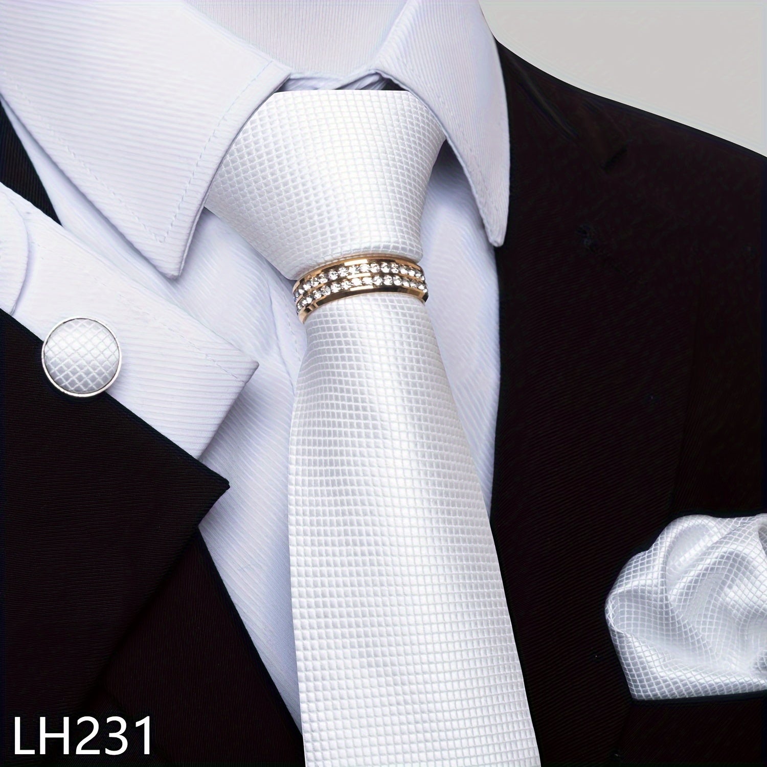 Erkaklar uchun rasmiy ish va to'y kiyimlari to'plami, chiziqli gul naqshli galstuk, cho'ntak sharlari, manşetli kalitlar va uzuk bilan