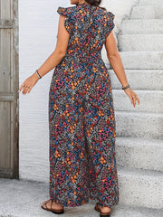 Plus Size Women's Floral Print Off-Shoulder Jumpsuit Casual Romper Summer Wear