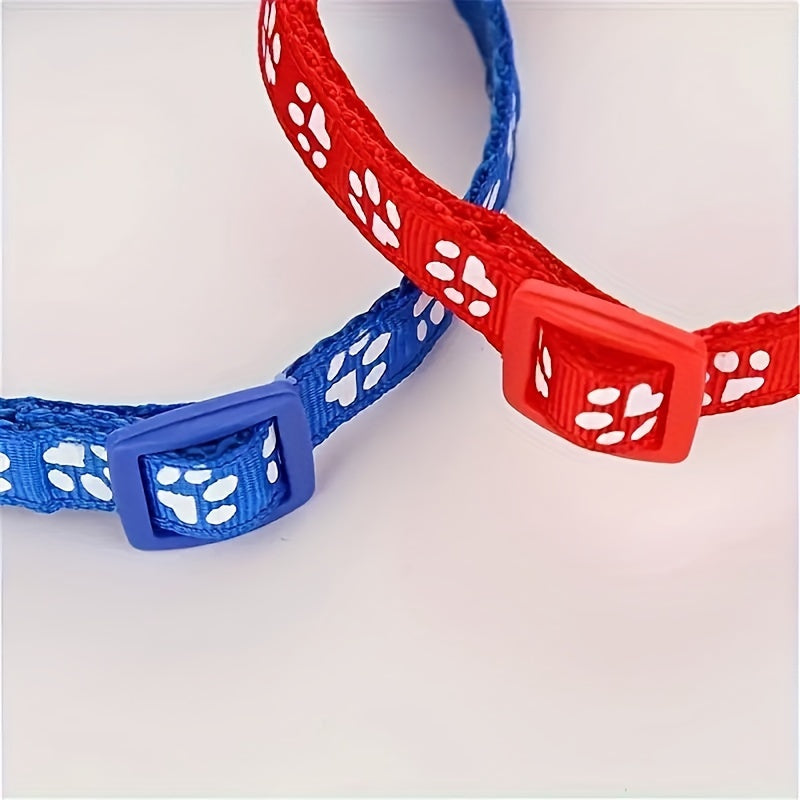 Set of 10 Adjustable Nylon Pet Collars with Bells for Dogs and Cats