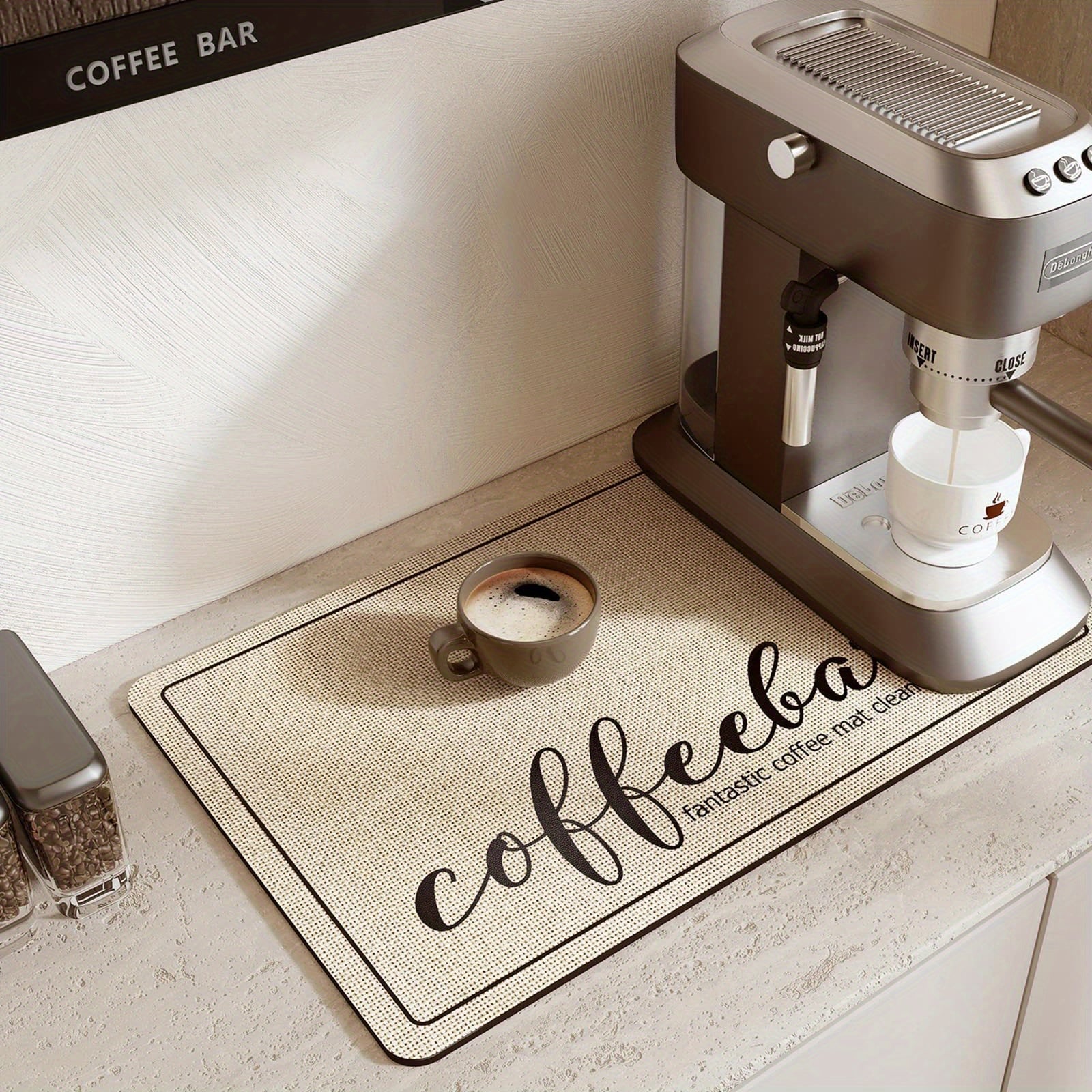 Coffee Bar Countertop Mat Absorbent Drying Pad with Rubber Backing for Coffee Maker