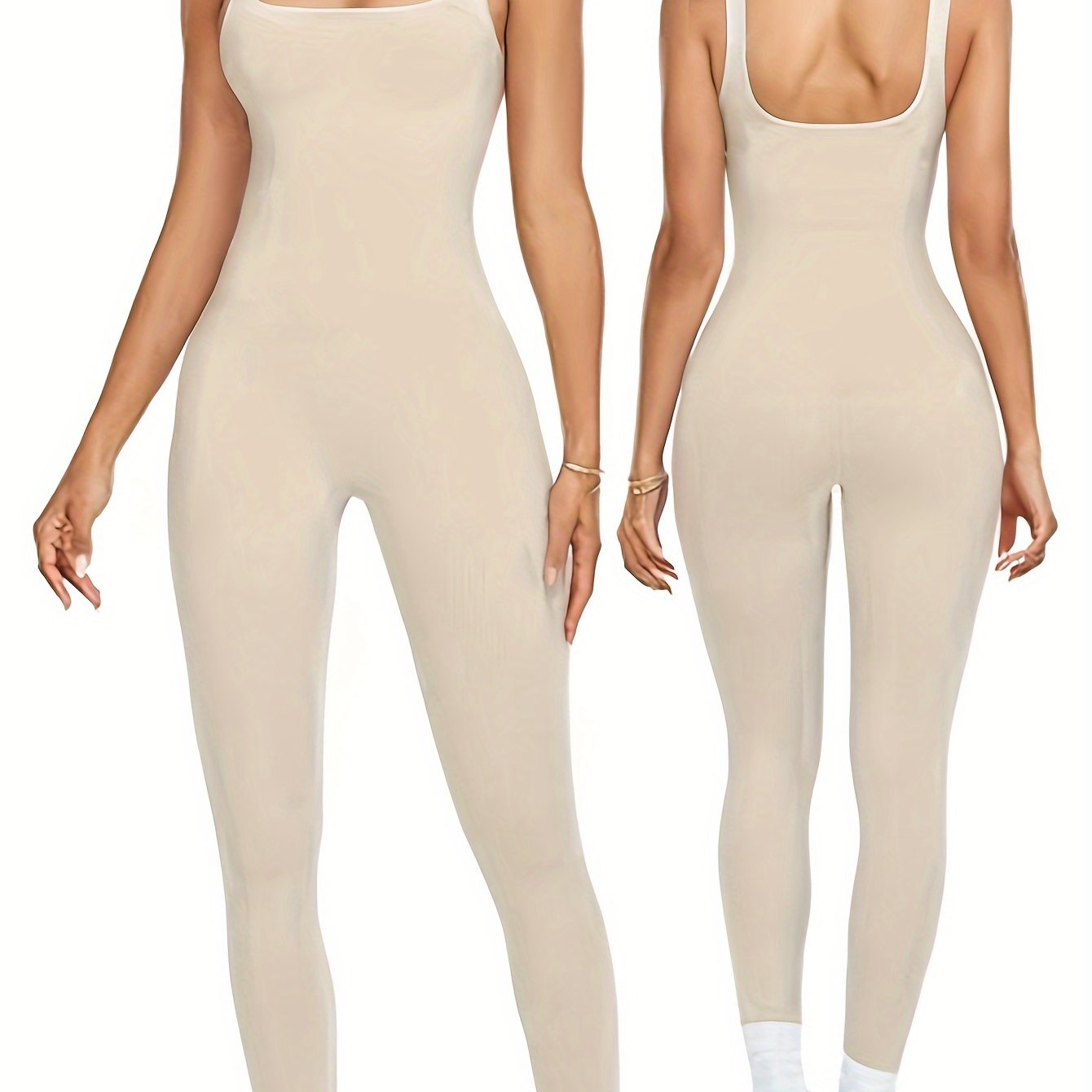 Women's Plus Size Tummy Control Seamless Body Shaping Jumpsuit Solid Color