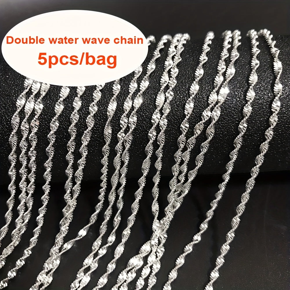 Silver Plated Link Chain Necklace Set for Jewelry Making 16-30 Inch 5 Pieces