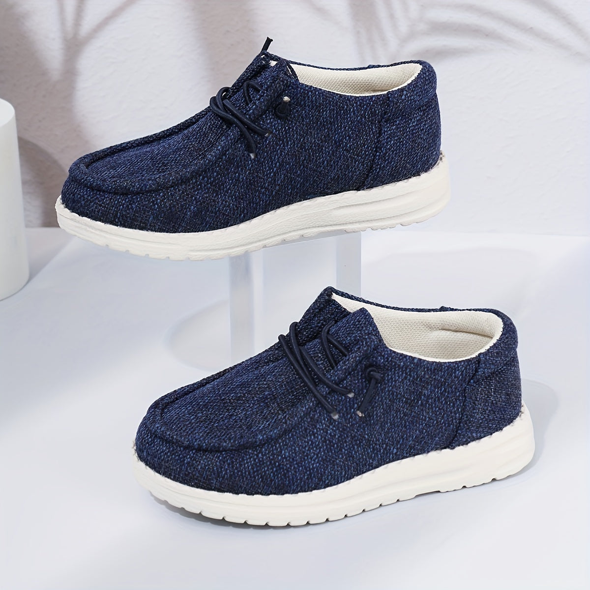 Boys Canvas Sneakers Low Top Slip-On Casual Shoes All-Season Durable EVA Sole