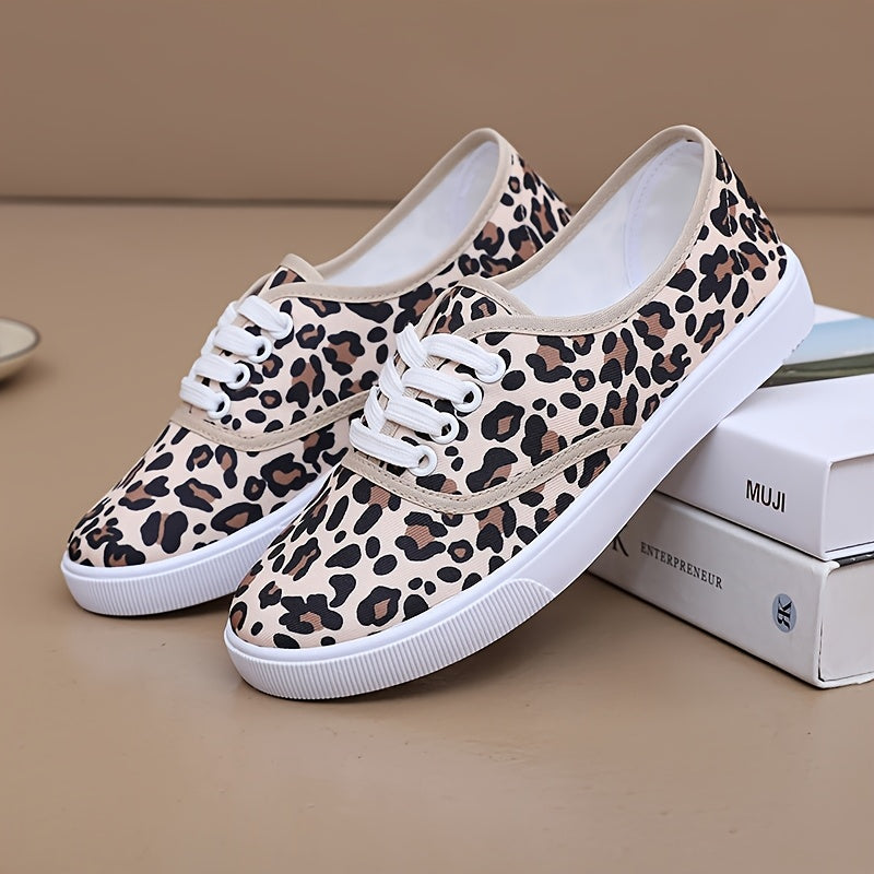 Women's Low-Top Lace-Up Flats Beige Black Breathable Casual All-Season Shoes