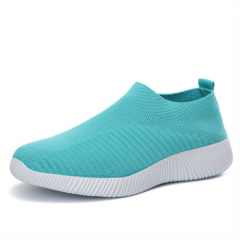 Ayollar uchun kundalik nafas oladigan slip-on sport poyabzali, bir rangda yurish uchun