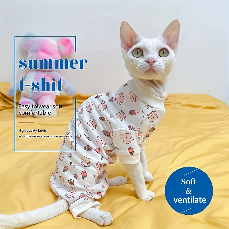 Ice Cream Cone Pattern Pet Pajamas Made of Polyester for Small to Large Breeds