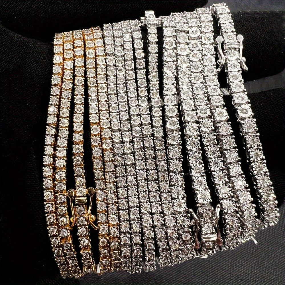 Men's and Women's Moissanite Tennis Bracelet 3mm VVS D-Color Sterling Silver Wedding Jewelry