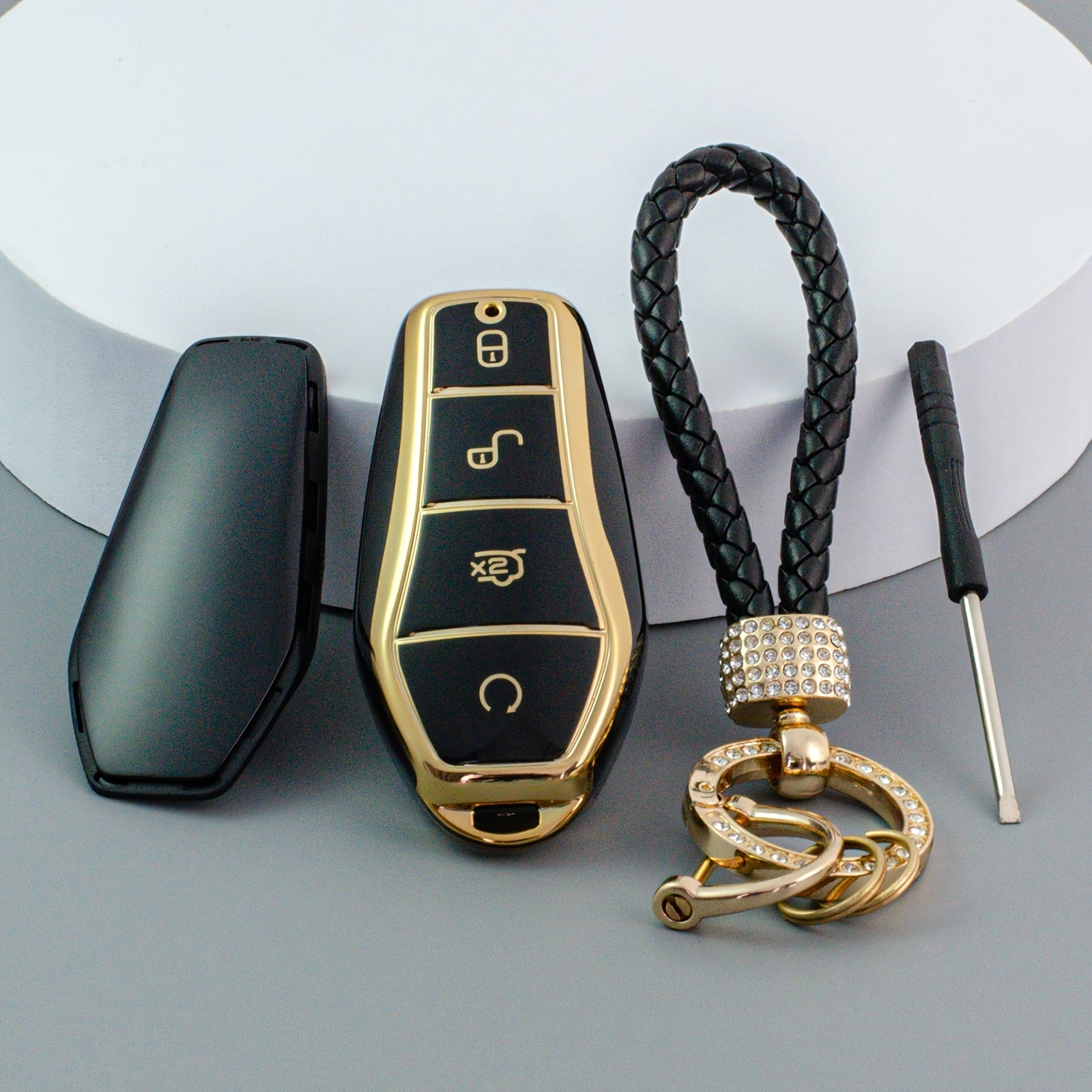 Universal Soft TPU Key Fob Cover Case with Keychain for Electric Vehicles