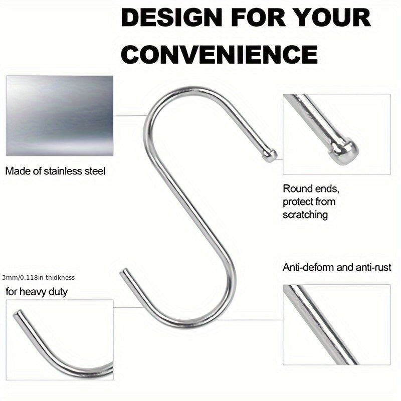 10 piezas de ganchos en S de acero inoxidable para cocina, baño, jardín y taller
