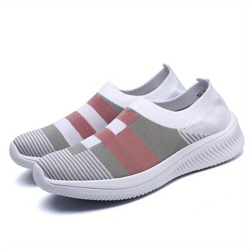 Women's Colorblock Slip-On Sneakers, Breathable Casual Walking Shoes
