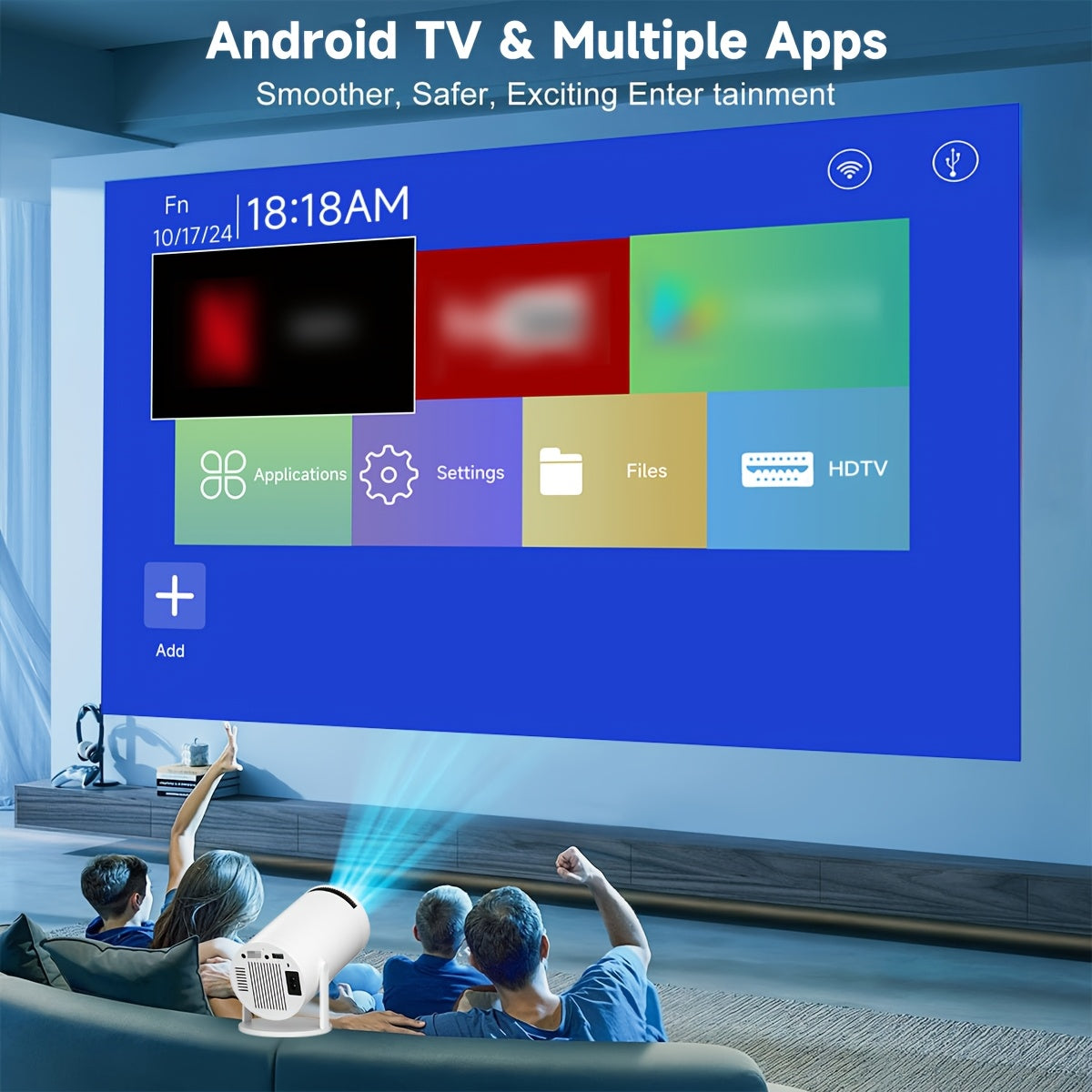 Mini Projector with WiFi 6 and 1080P Video Encoding for Home Theater