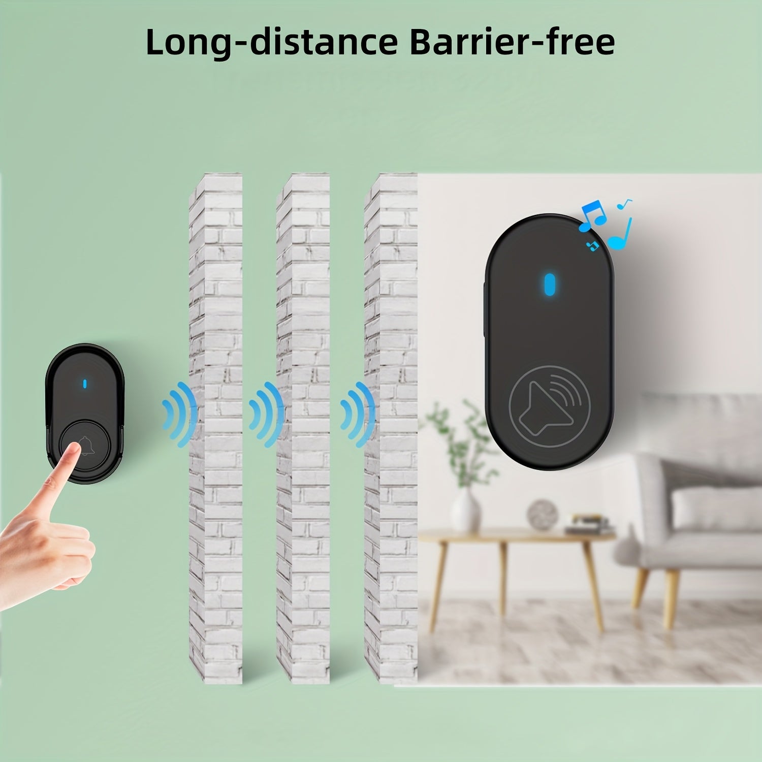 LED ko'rsatkichli simsiz eshik qo'ng'irog'i to'plami - 320.04m masofa, 5 ovoz darajasi, 38 ta qo'ng'iroq balandligi, oson o'rnatish va sozlash, qora, Evropa ulagichi, 110V-240V mosligi, uyga kirish tizimi
