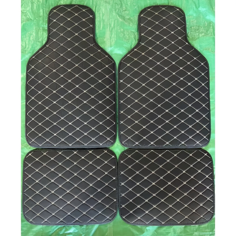 Universal Faux Leather Car Floor Mats Set of 4 Scratch Resistant Non Slip
