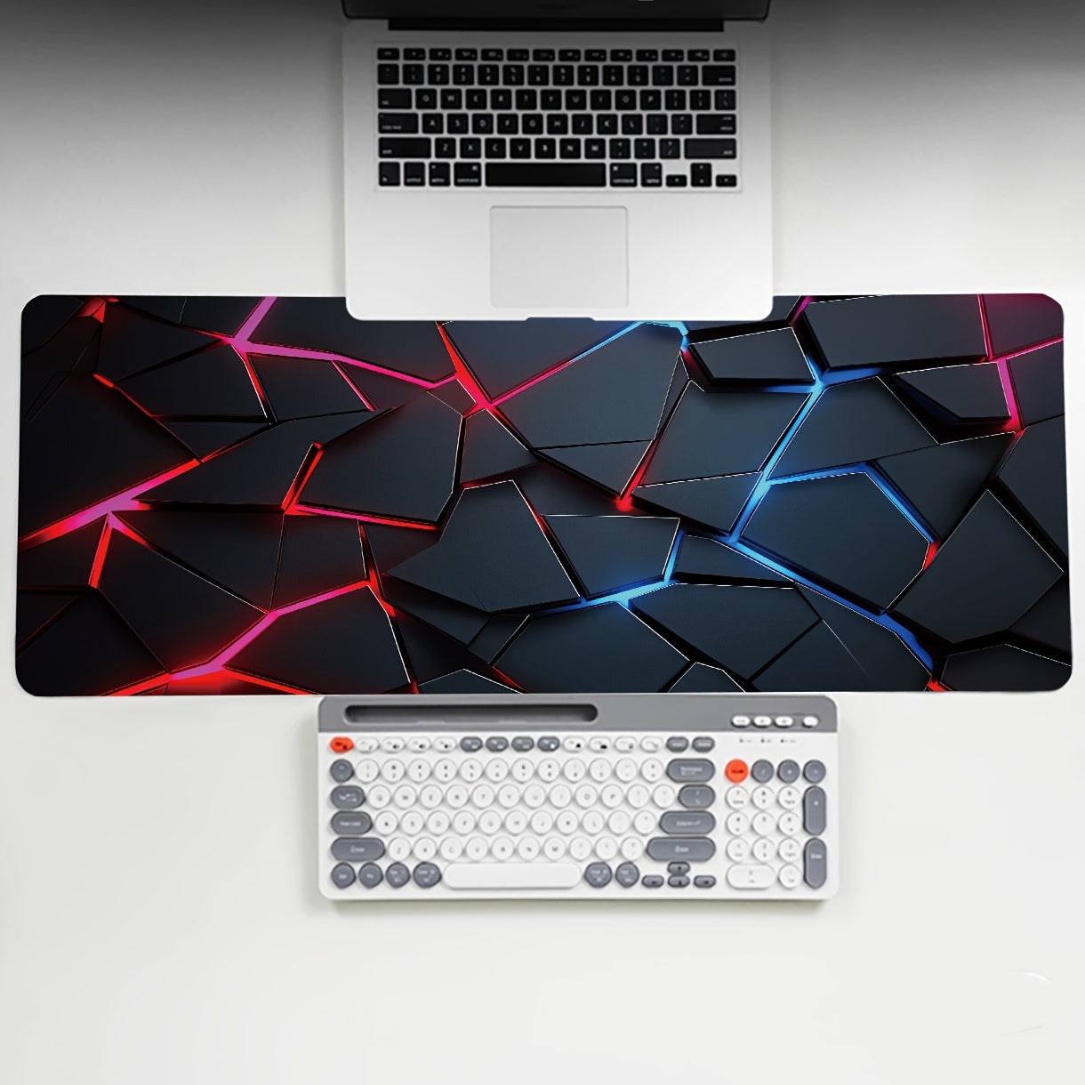 90x40cm Rectangle Gaming Mouse Pad with Red and Blue Gradient Non-Slip Rubber Base