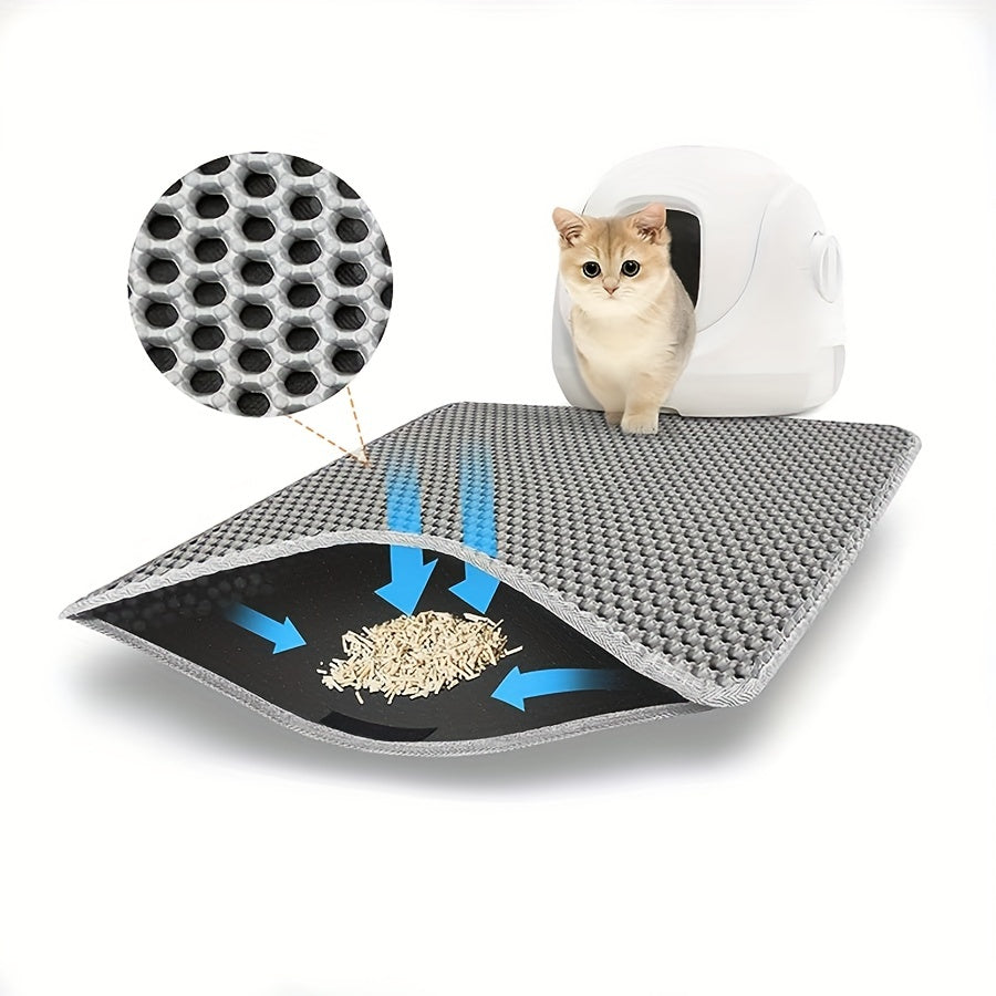 Gray Double-Layer Cat Litter Mat Washable Litter Trap Prevents Tracking