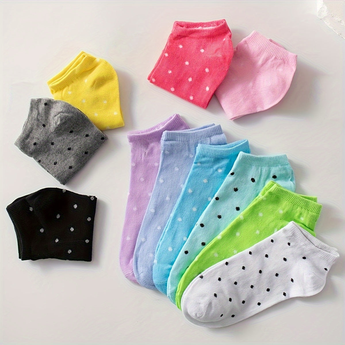 Women's Short Socks Pack of 20 Pairs Candy Colors Stripes Bow Comfortable