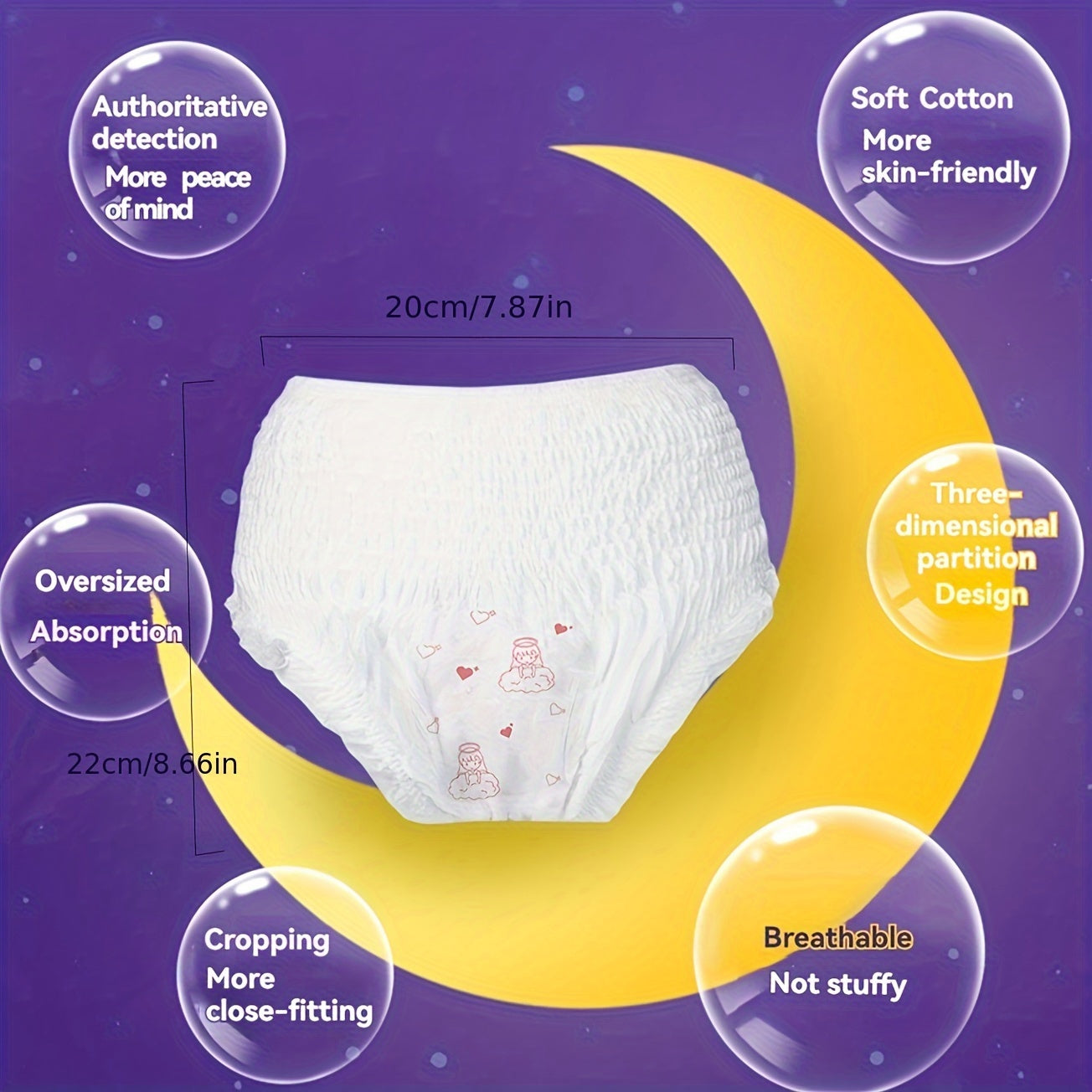 Women’s Leak-Proof Cotton Menstrual Panties for Overnight Use Breathable Absorbent