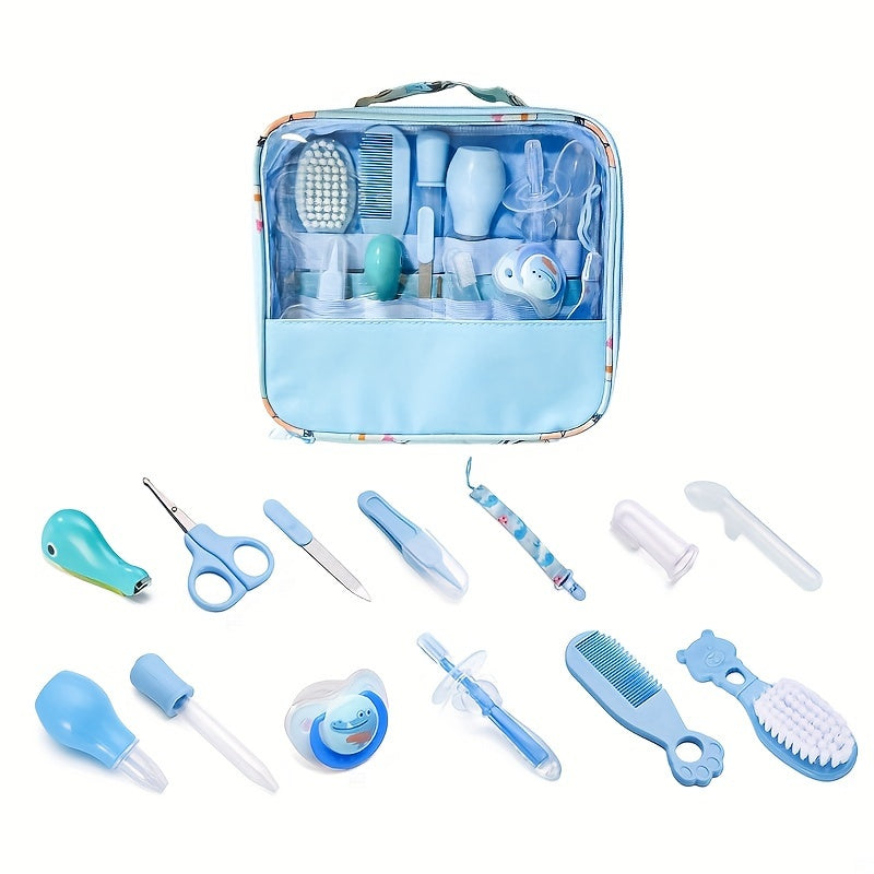 13-Piece Baby Grooming Kit Pink or Blue with Nasal Aspirator and Tongue Cleaner