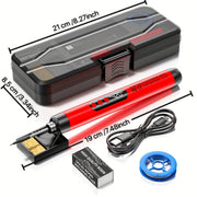 Portable USB Soldering Iron with Adjustable Temperature LCD Display Rechargeable Battery and Storage Box Red