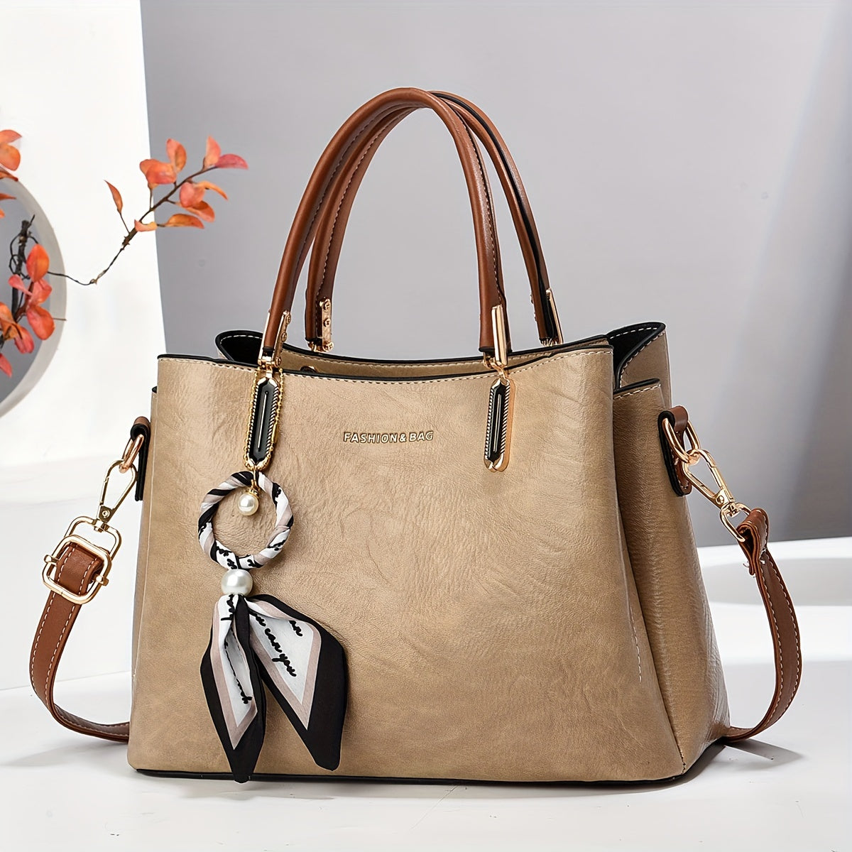 Bolso tote de PU para mujer con correa ajustable para uso casual y de oficina