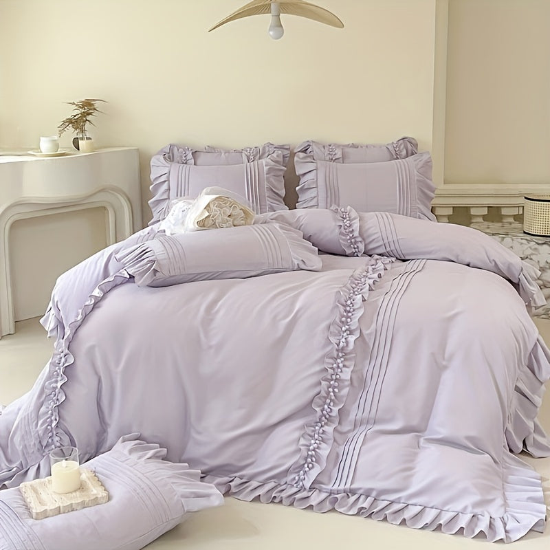 4-Piece Lace Princess Style Bedding Set Soft Breathable Machine Washable