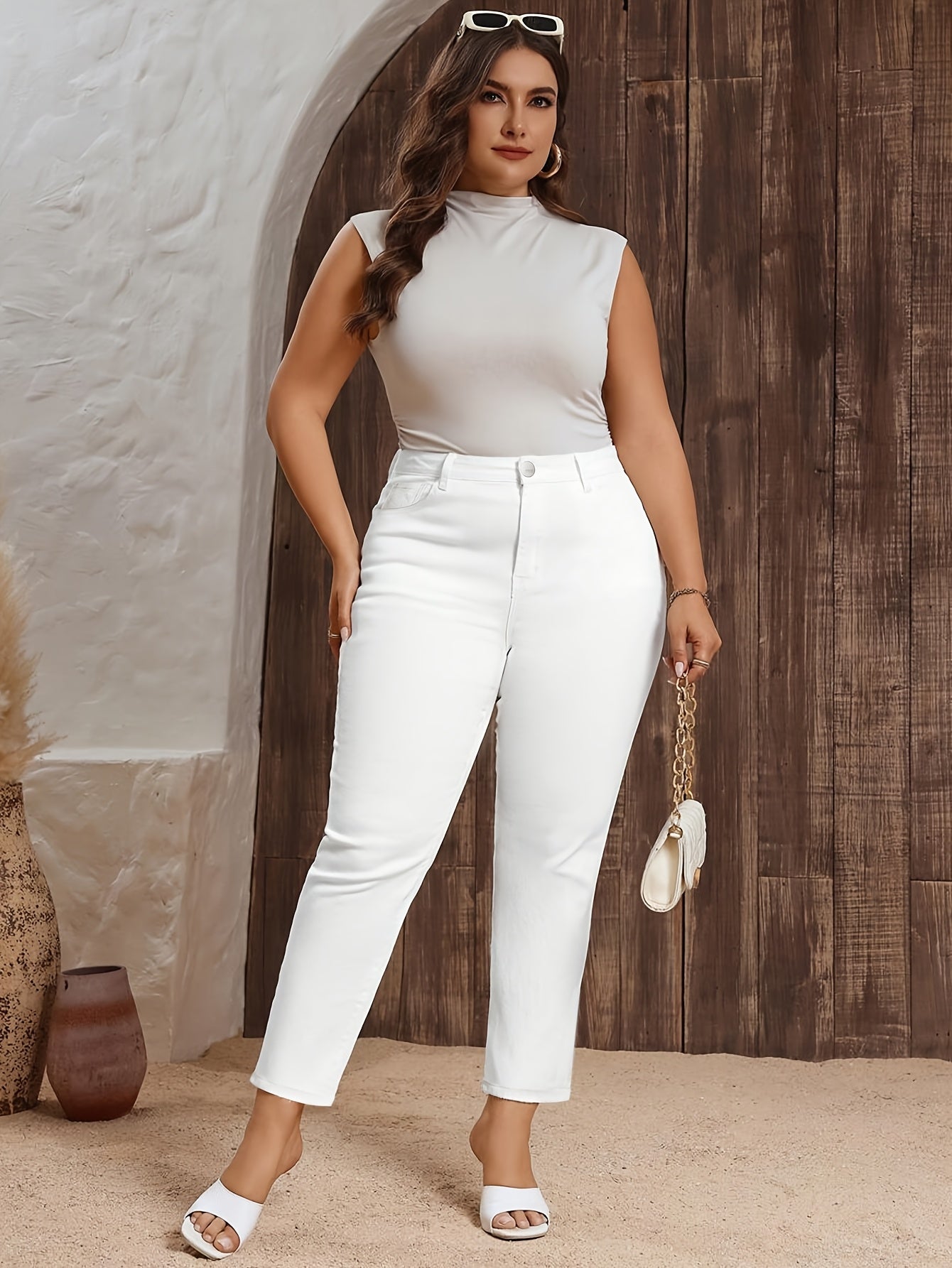 Women's Stretch Straight Leg Jeans Casual Denim Pants