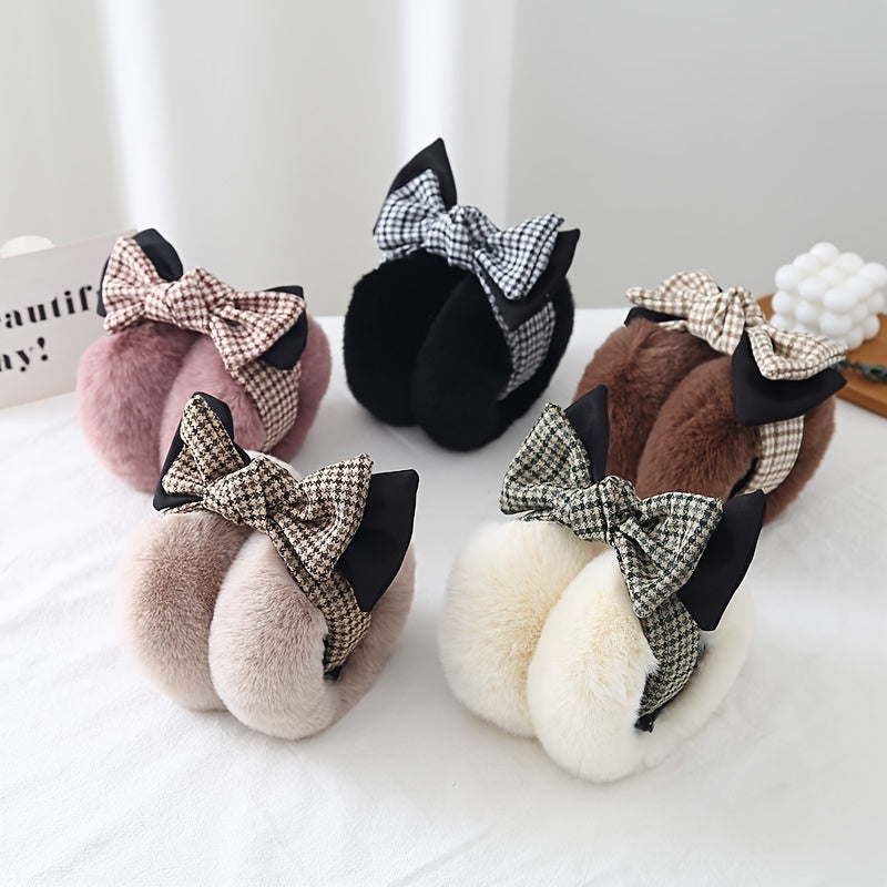 Women's Winter Faux Fur Earmuffs Warm Soft Chic Ear Protection with Bow